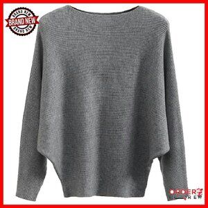 Lightweight Oversized Ribbed Knit Pullover with Batwing Sleeves